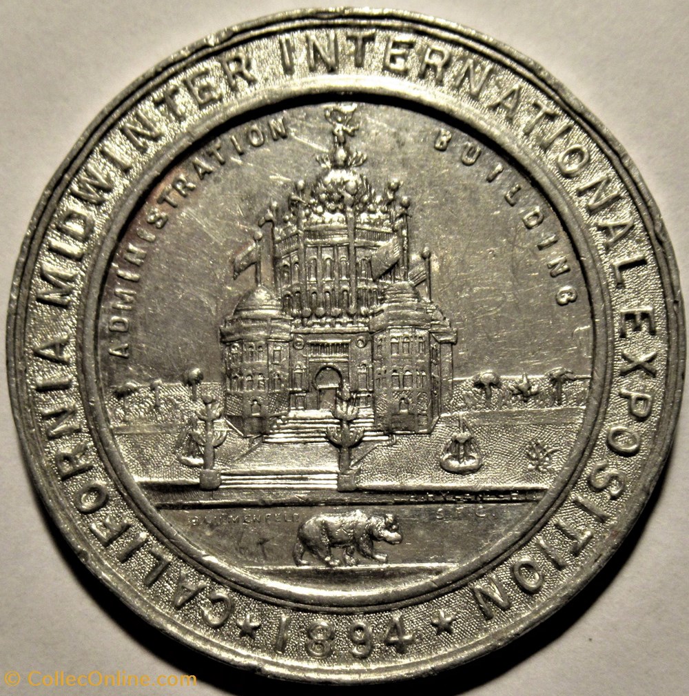 medailles etats unis 1894 california inter exposition medal electric tower dollar usa