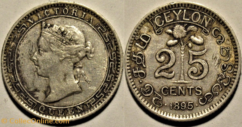 monnaies colonies britanniques victoria 25 cents 1895 ceylon