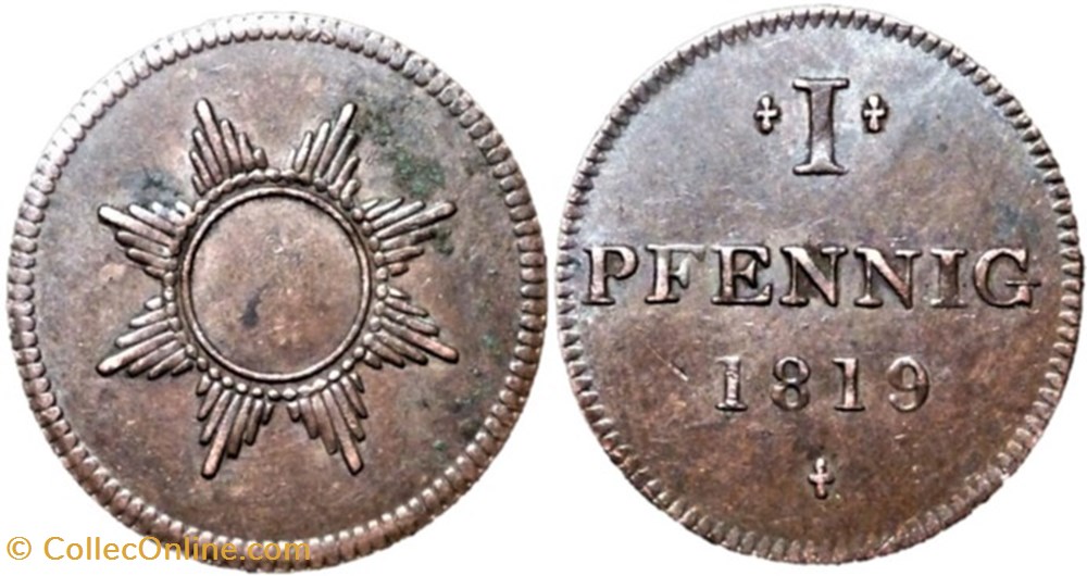 Free City of Frankfurt - 1 JudenPfennig 1819 monnaies paranumismatique jetons poids free city of frankfurt 1 judenpfennig 1819