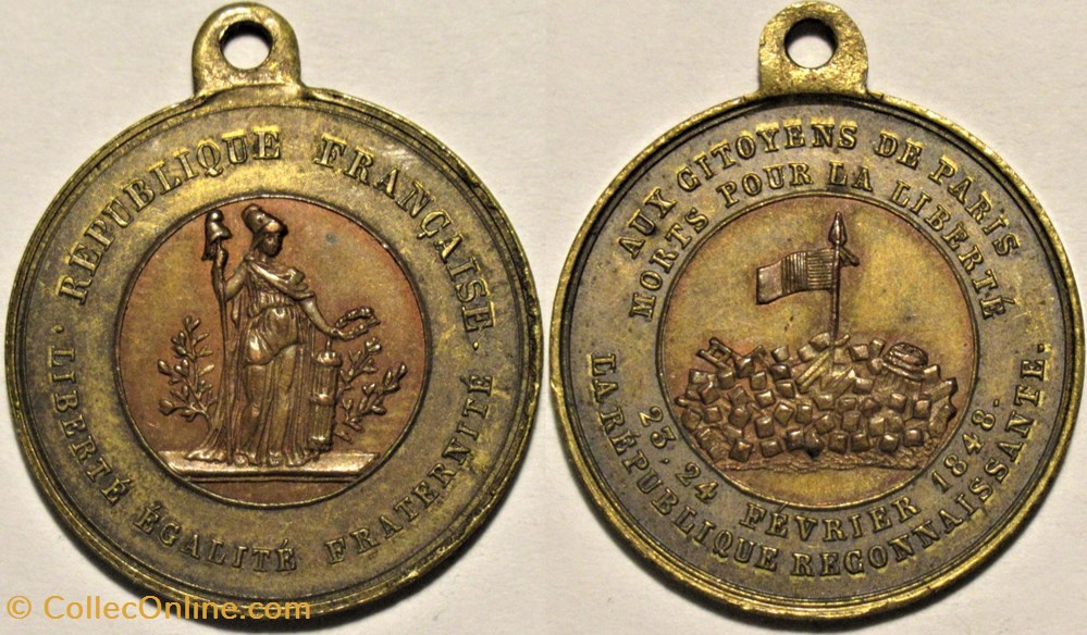 Médaillette des journées de février 1848, Seconde République medailles france revolution medaillette des journees de fevrier 1848 seconde republique