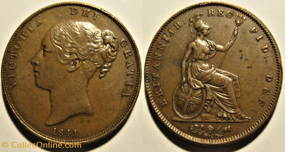 Victoria - One Penny 1841 - Kingdom of Great Britain (ex.2) monnaies monde royaume uni victoria one penny 1841 kingdom of great britain ex 2