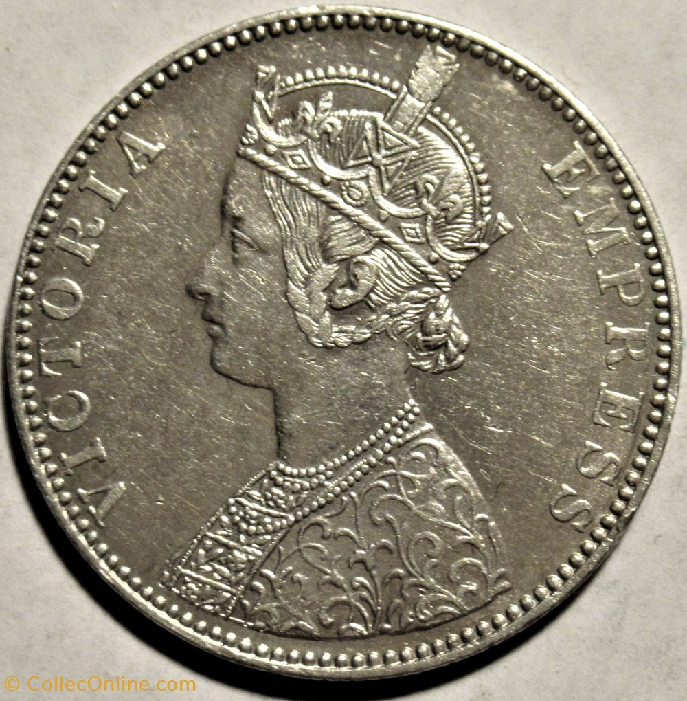 Victoria - One Rupee 1891 Bombay - British India 2 monnaies monde inde victoria one rupee 1891 bombay british india