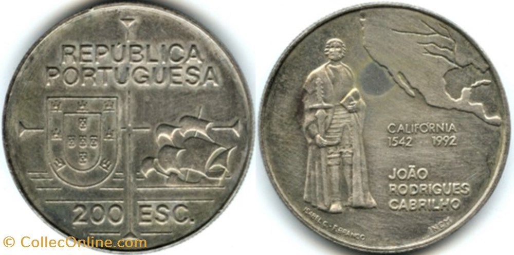 Portugal - 200 Escudos 1992, 500th New World, America Discovery monnaies monde portugal 200 escudos 1992 500th new world america discovery