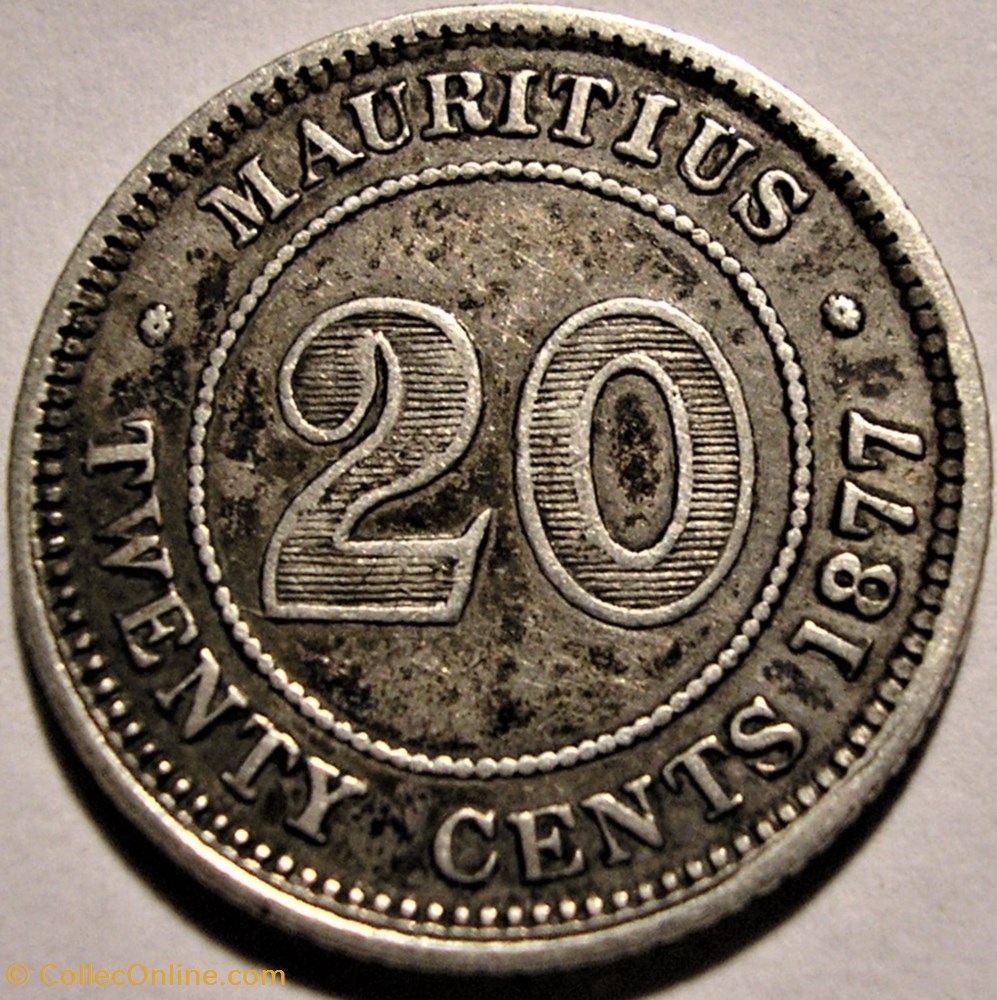 Victoria - 20 Cents 1877 H - Mauritius Island monnaie monde maurice victoria 20 cents 1877 h mauritius island
