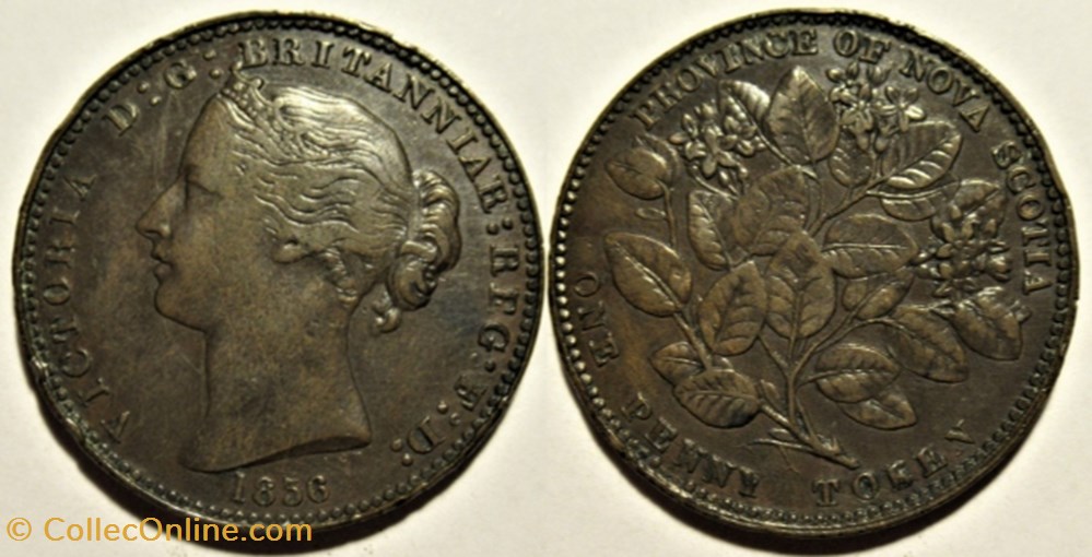 Victoria - One Penny 1856 - Nova Scotia (ex.3) monnaies monde canada victoria one penny 1856 nova scotia ex 3
