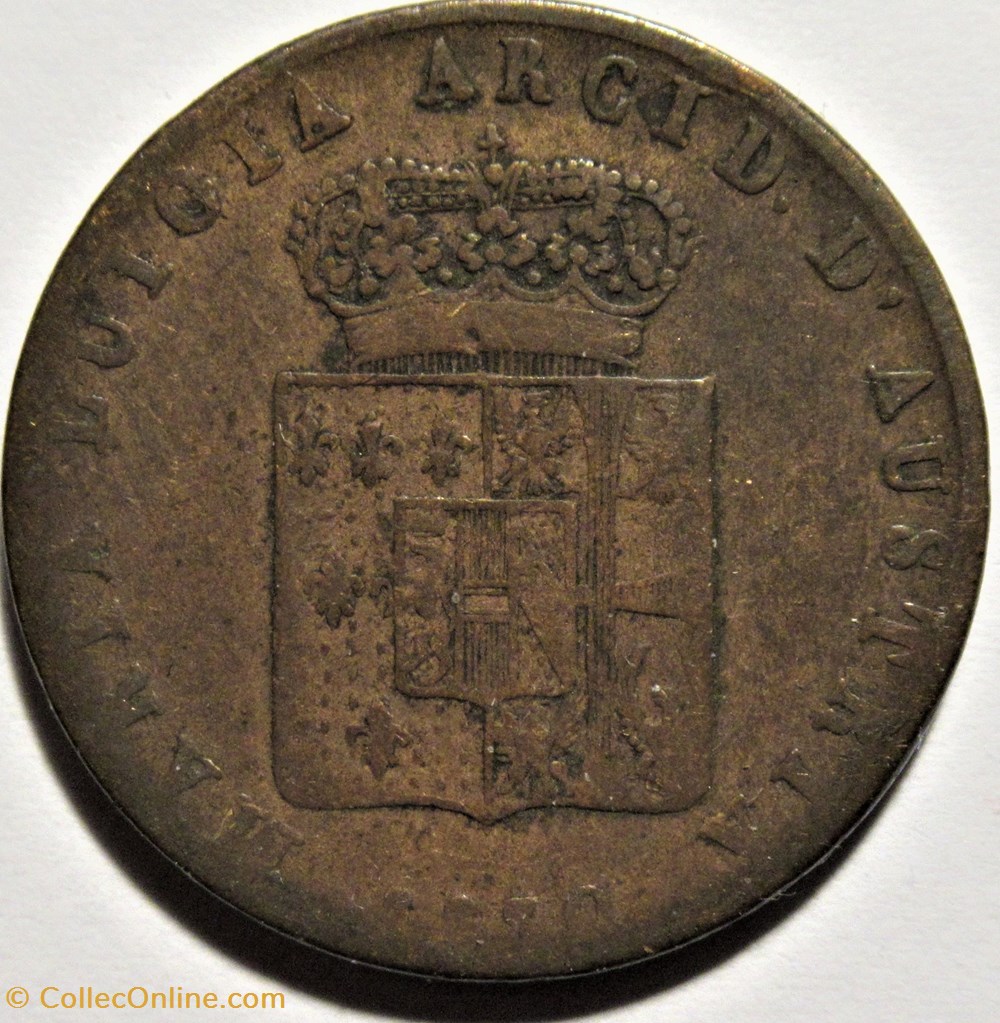 1830 Duché de Parme et Plaisance, 5 Centesimi - Marie Louise d'Autriche (ex.2) monnaies monde italie 1830 duche de parme et plaisance 5 centesimi marie louise autriche ex 2
