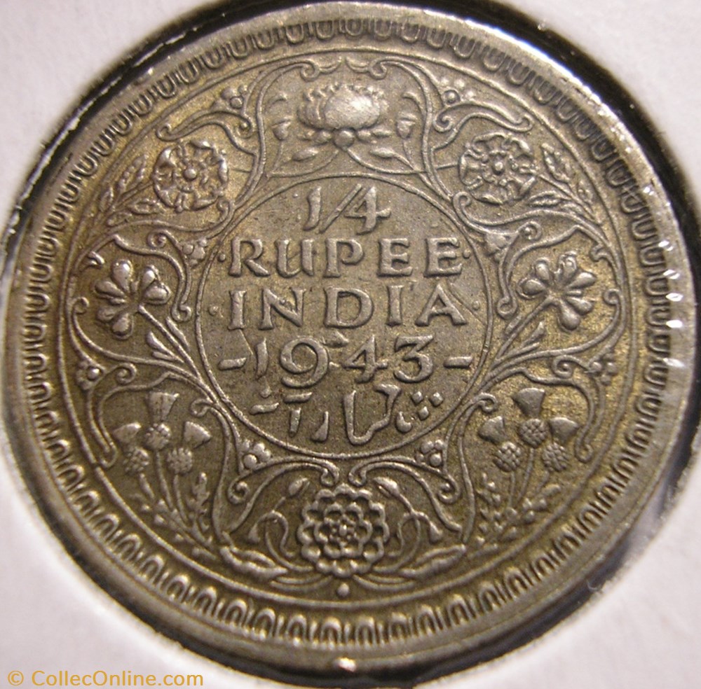 George VI - 1-4 Rupee 1943 Bombay - British India - Coins - World