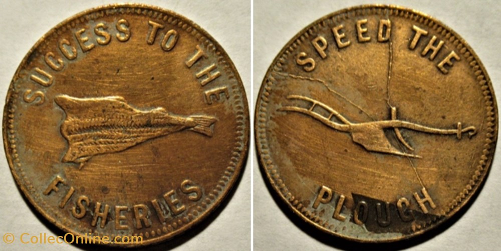 monnaies monde canada prince edward 1860 halfpenny token speed the plough die crack