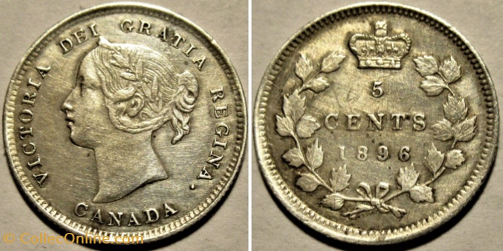 Victoria - 5 Cents 1896 monnaies monde canada victoria 5 cents 1896