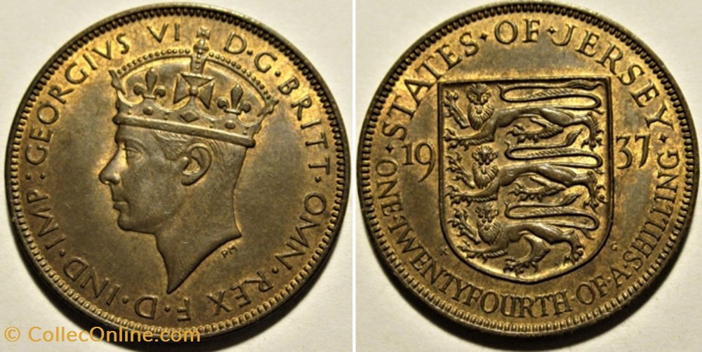 George VI - 1/24 Shilling 1937 - Jersey monnaies monde george vi 1 24 shilling 1937 jersey
