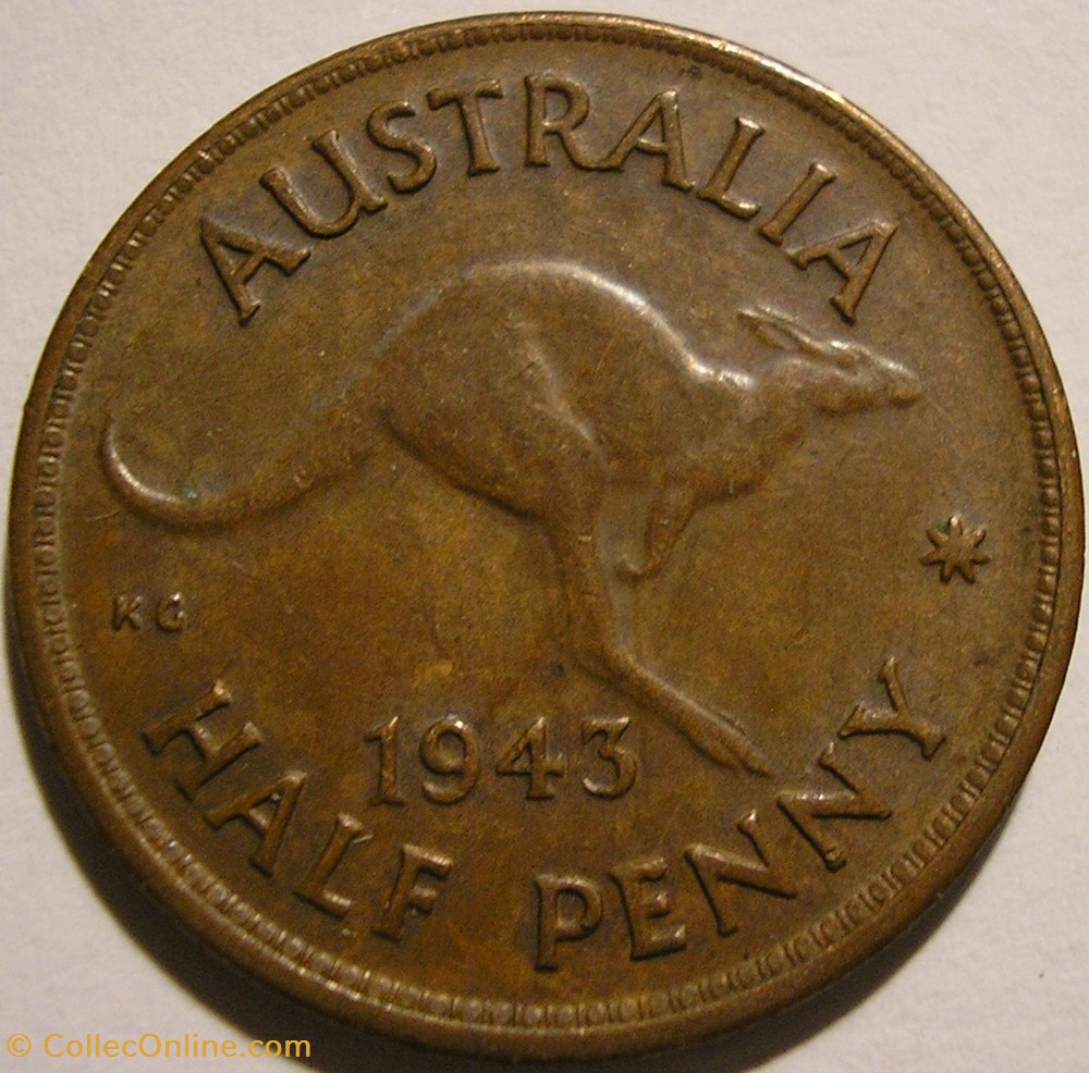 monnaie monde australie george vi half penny 1943 melbourne australia