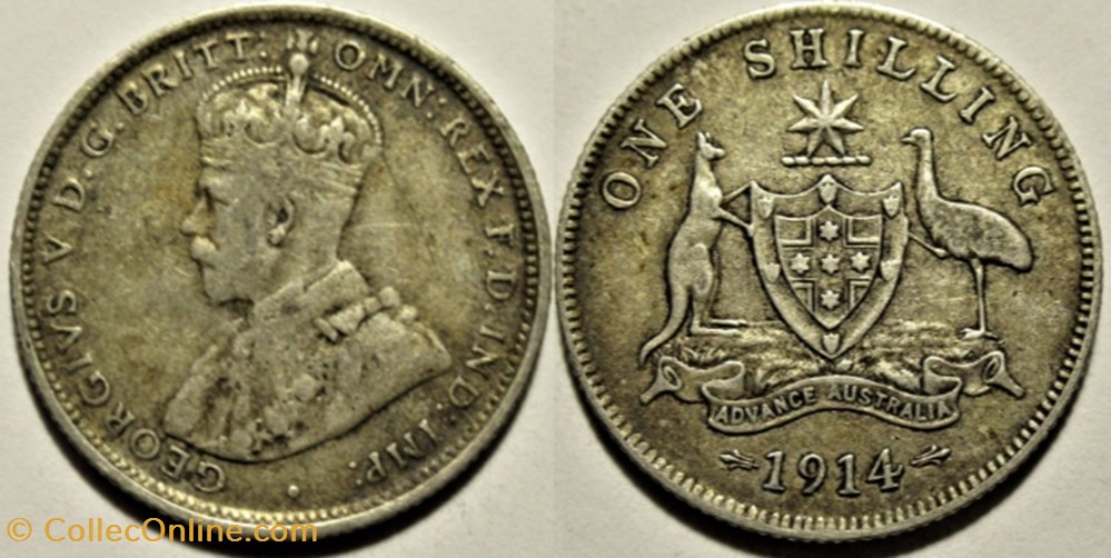 George V - One Shilling 1914 - Australia (ex.2) monnaies monde australie george v one shilling 1914 australia ex 2