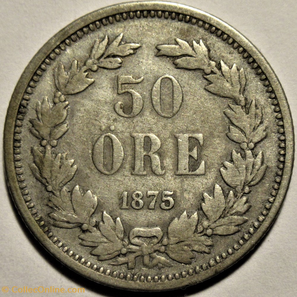 Sweden - Oskar II - 50 Öre 1875 (2) monnaies monde suede sweden oskar ii 50 ore 1875 2