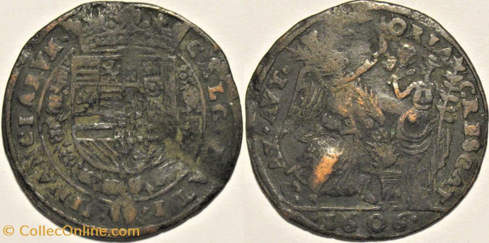 Albert & Isabelle - 1606 Token, Peace & Victory - Spanish Netherlands monnaies europe medievale pays bas espagnols albert isabelle 1606 token peace victory spanish netherlands