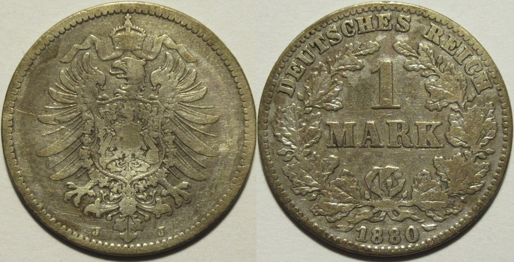Wilhelm I - 1 Mark 1880, Hamburg - German Empire monnaies monde allemagne wilhelm i 1 mark 1880 hamburg german empire