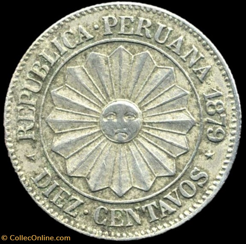 Peru - 10 Centavos 1879 monnaies monde perou peru 10 centavos 1879