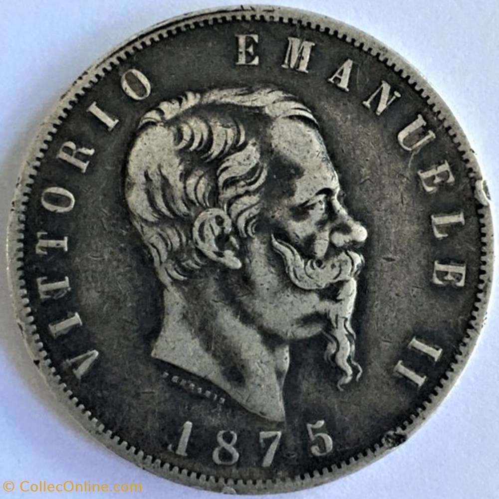 monnaies monde italie 1875 regno italia 5 lire milano vittorio emanuele ii