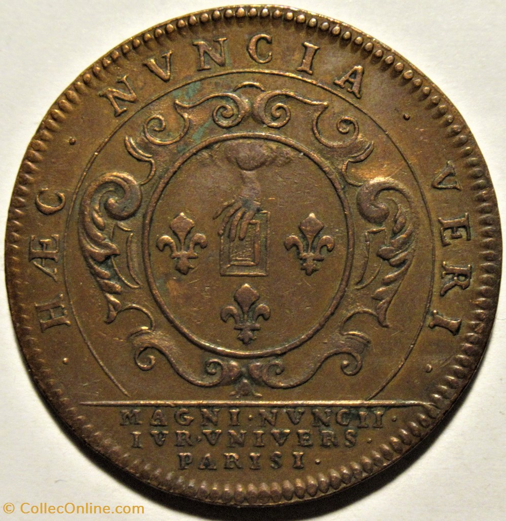Louis XIV - 1699 Charlemagne, jeton G.Maîtres Université de Paris 3 monnaies paranumismatique jetons poids louis xiv 1699 charlemagne jeton g maitres universite de paris