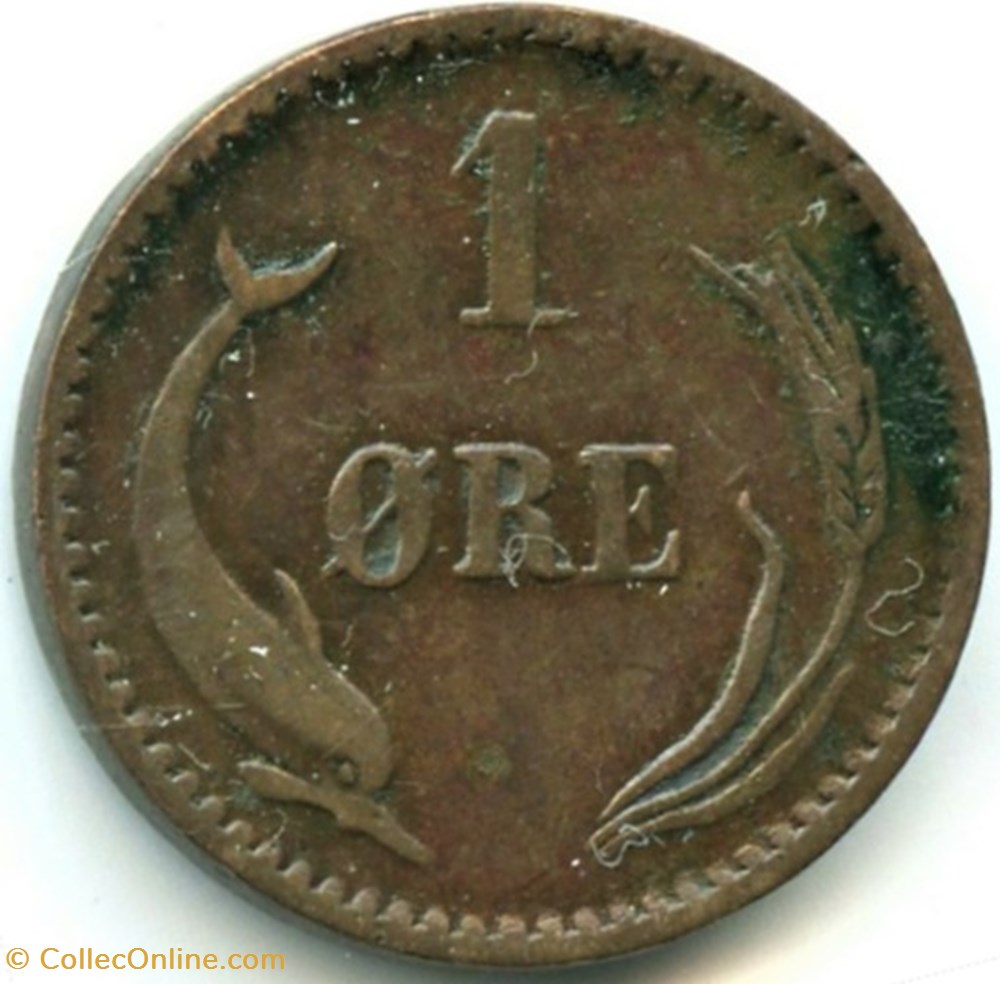 Christian IX Denmark - 1 Øre 1888 3 monnaies monde danemark christian ix denmark 1 re 1888