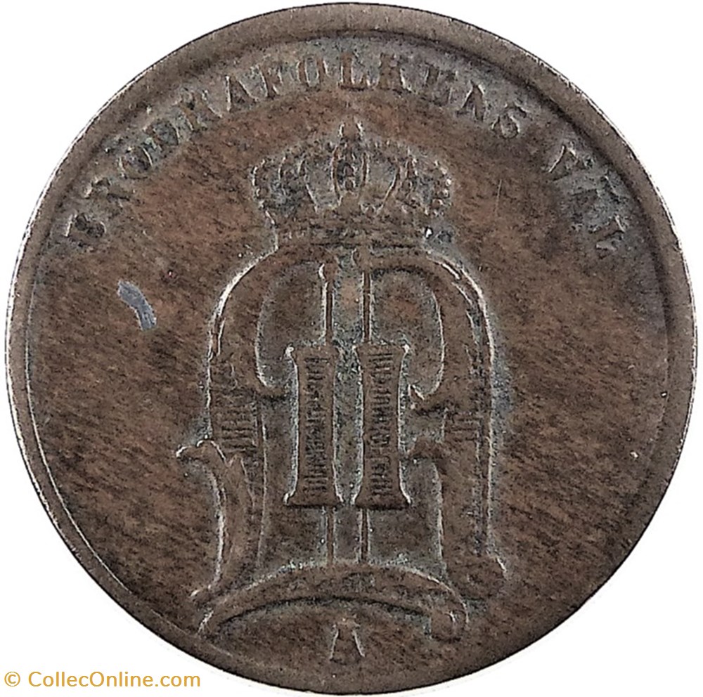 Sweden - Oskar II - 1 Öre 1876 monnaies monde suede sweden oskar ii 1 ore 1876