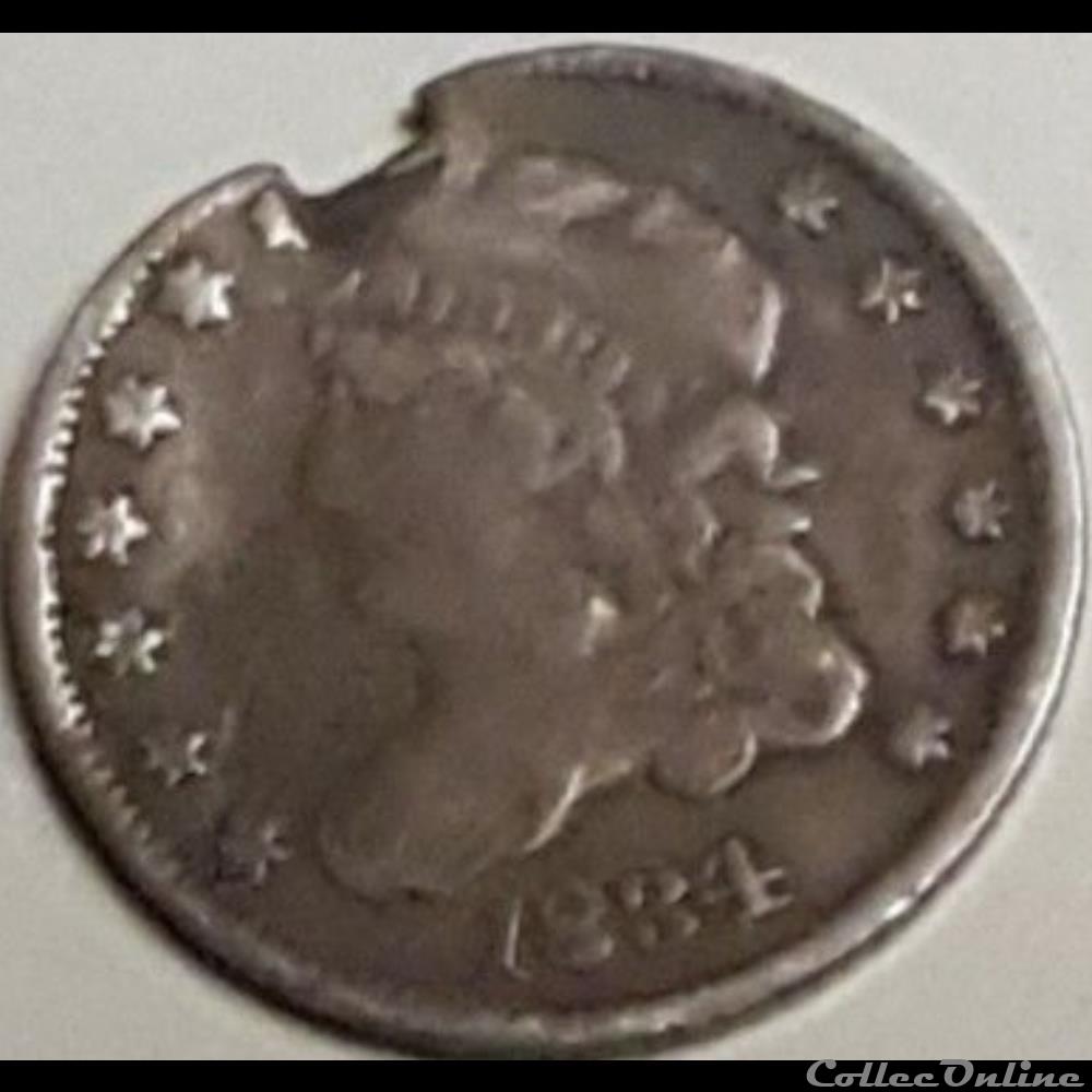 monnaie monde etat uni 1834 half dime 5 cents
