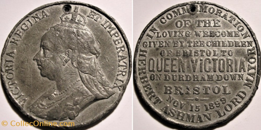 Victoria - Token 1899 Royal visit at Durham Hospital - Bristol, GB monnaie jeton mereaux victoria token 1899 royal visit at durham hospital bristol gb