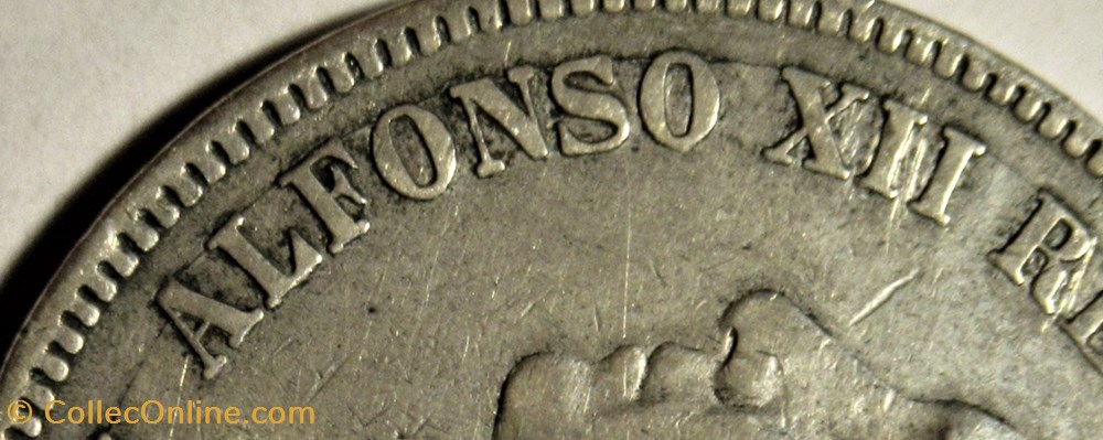 1876 - 5 Pesetas - Alfonso XII de España 4 monnaies monde espagne 1876 5 pesetas alfonso xii de espana