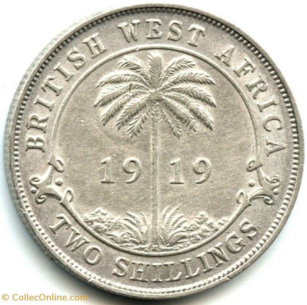 George V - 2 Shillings 1919H - West Africa 3 monnaies monde nigeria george v 2 shillings 1919h west africa