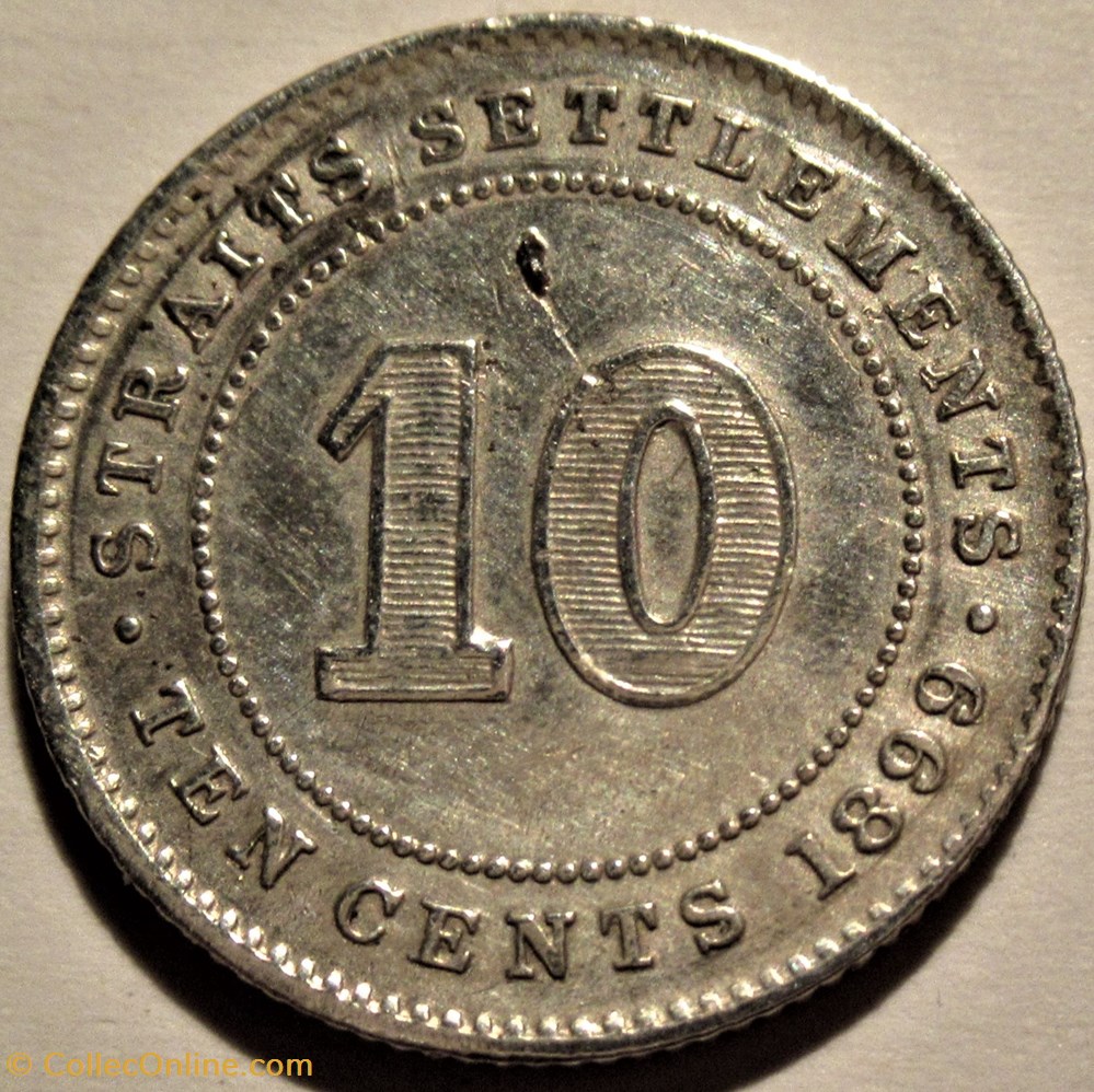 monnaies monde malaisie victoria 10 cents 1899 straits settlements malaysia