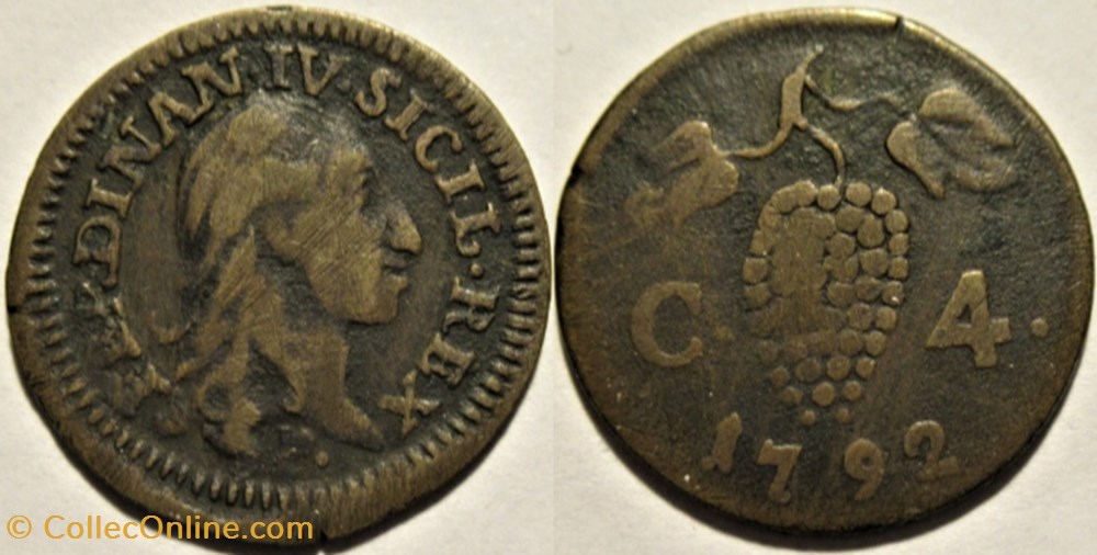 1792 Regno di Napoli, 4 Cavalli - Ferdinando IV monnaies europe medievale royaume de naples 1792 regno di napoli 4 cavalli ferdinando iv