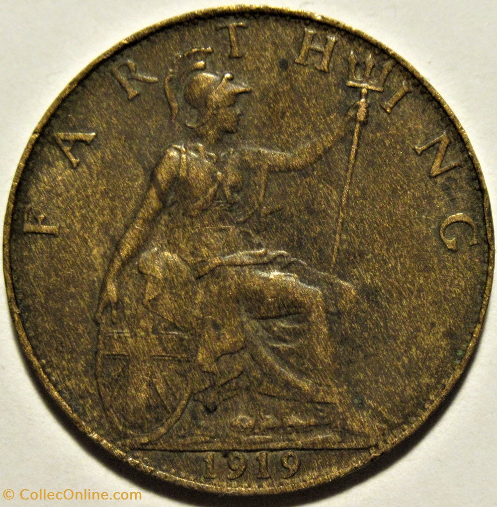 George V - Farthing 1919 - Great Britain 3 monnaies monde royaume uni george v farthing 1919 great britain