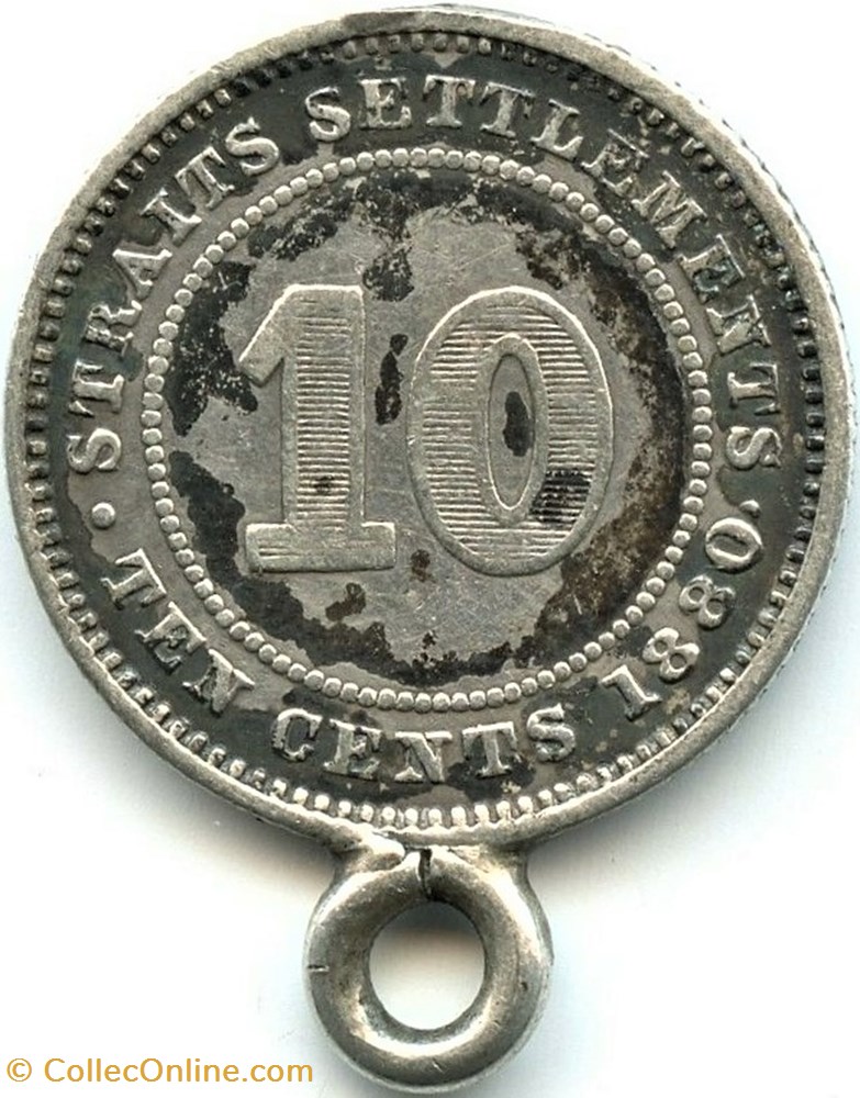 monnaies monde malaisie victoria 10 cents 1880 h straits settlements malaysia