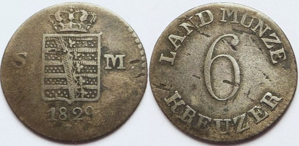 Bernhard II - 6 Kreuzer 1829 - Duchy of Saxe-Meiningen monnaies europe medievale saint empire romain germanique bernhard ii 6 kreuzer 1829 duchy of saxe meiningen