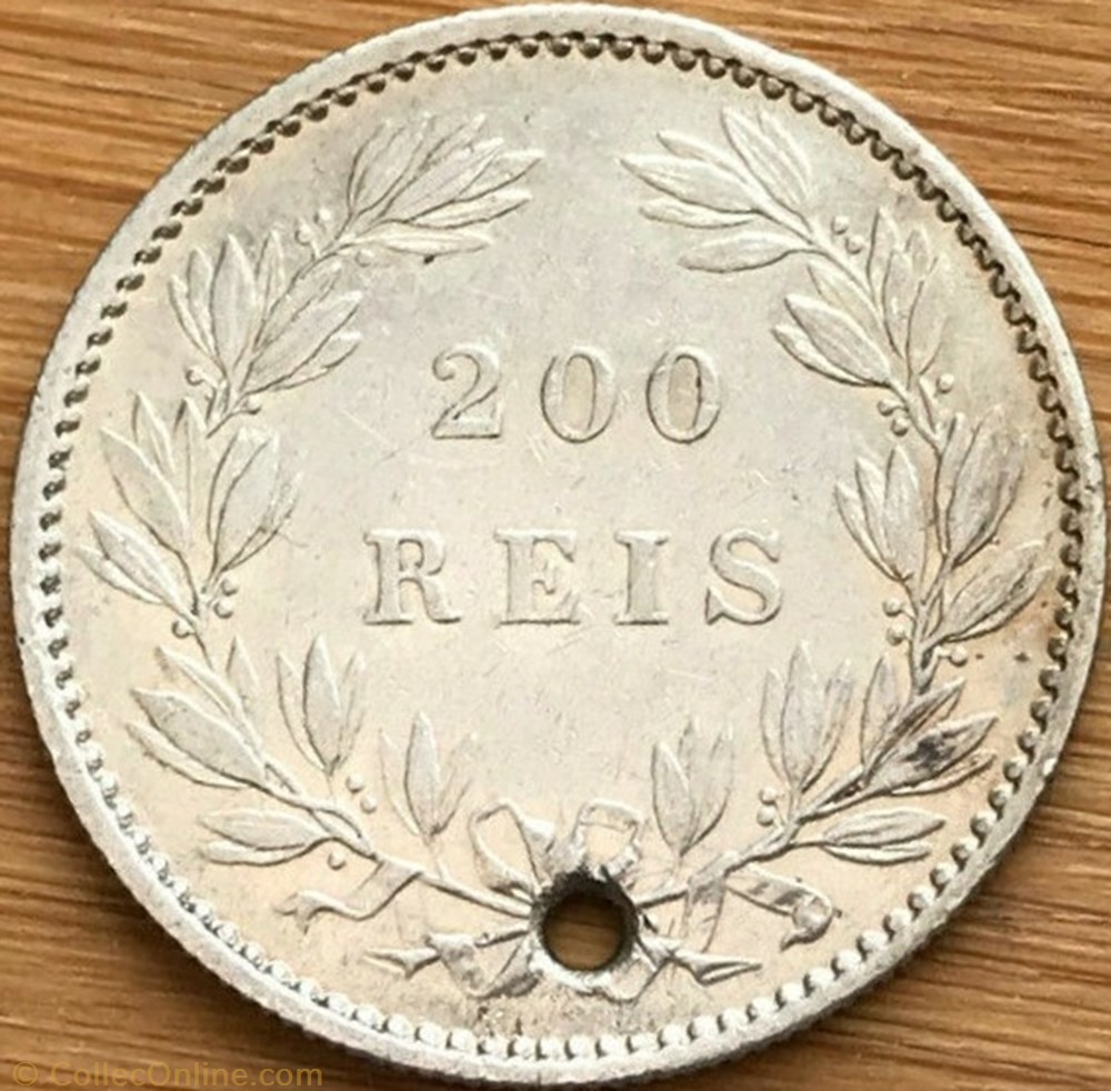 Luís Ist of Portugal - 200 Reis 1887 monnaies monde luis ist of portugal 200 reis 1887