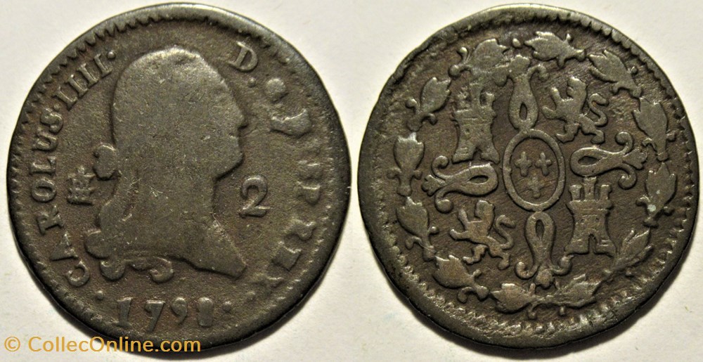 1798 - 2 Maravedis Segovia - Carlos IV de España monnaies monde espagne 1798 2 maravedis segovia carlos iv de espana