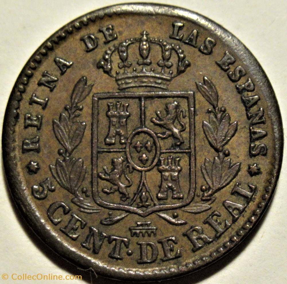 1862 Segovia - 5 Centimos - Isabel II de España 3 monnaies monde espagne 1862 segovia 5 centimos isabel ii de espana