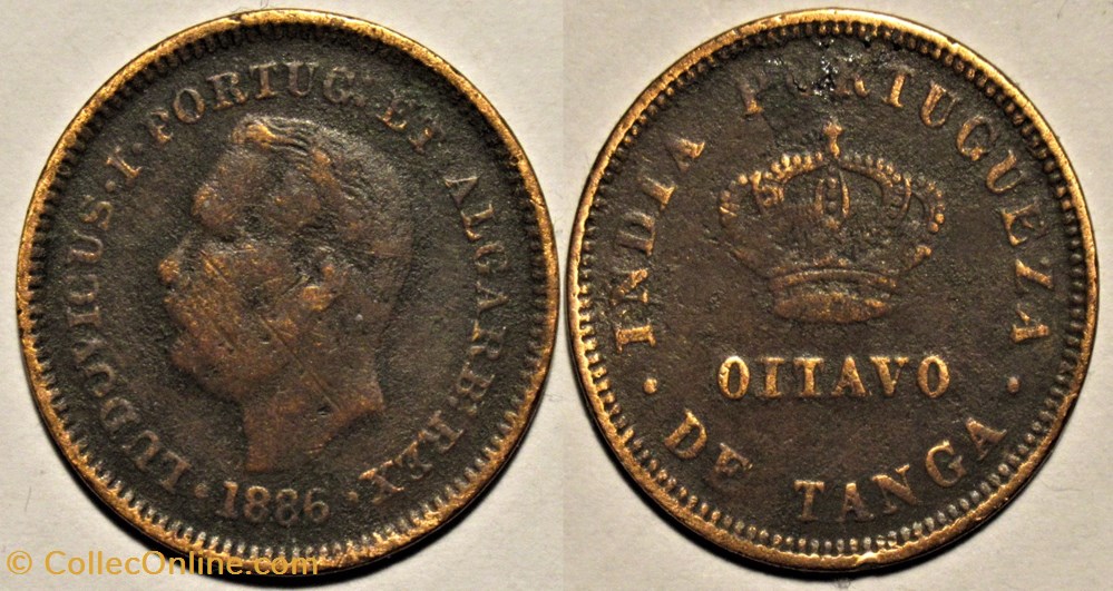 Luís I of Portugal - 1/8 Tanga 1886 Goa monnaies colonies portugaises luis i of portugal 1 8 tanga 1886 goa