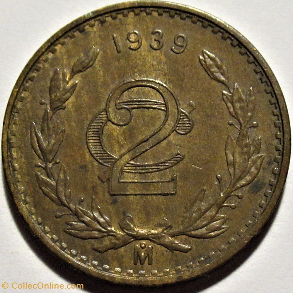 México - 2 Centavos 1939 - E.U. Mexicanos monnaies monde mexique mexico 2 centavos 1939 e u mexicanos