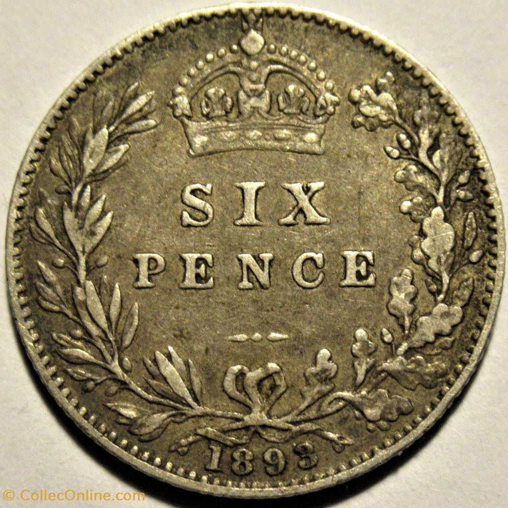 Victoria - Sixpence 1893 Kingdom of Great Britain 3 monnaies monde royaume uni victoria sixpence 1893 kingdom of great britain