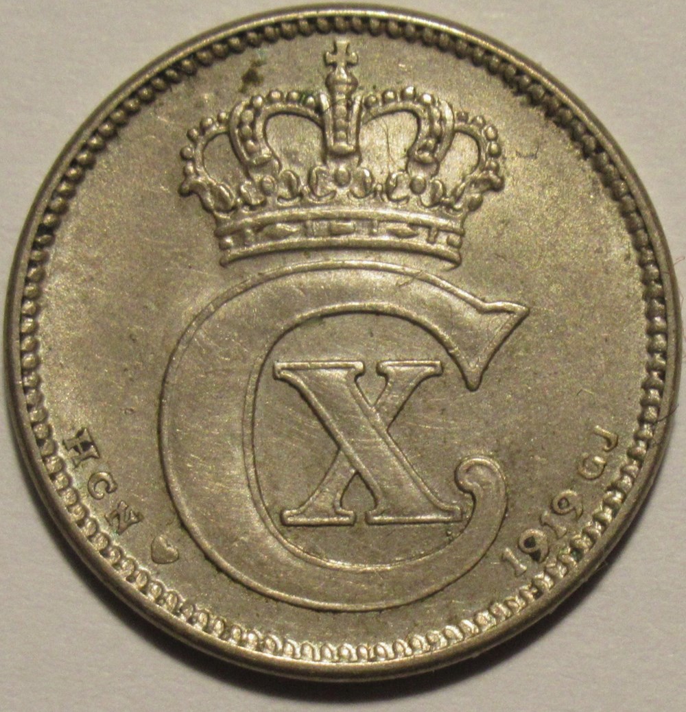 Christian X Denmark - 25 Øre 1919 monnaies monde danemark christian x denmark 25 re 1919