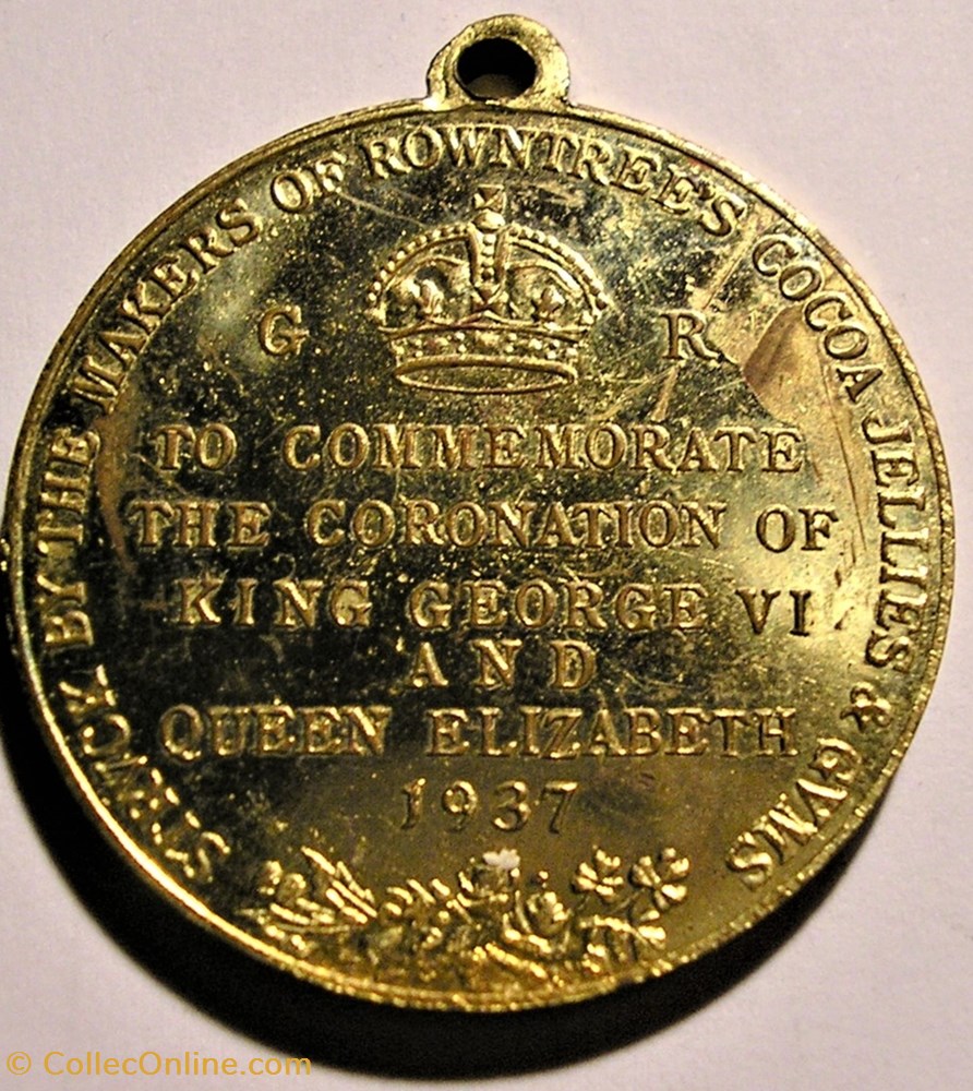 George VI & Elizabeth - Coronation Gilt Medallion 1937 - UK - Medals