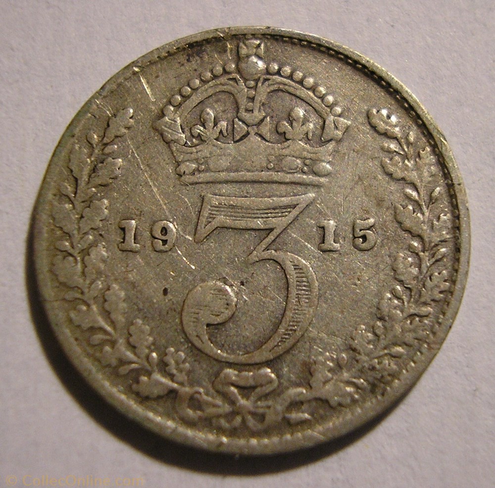 George V - 3 Pence 1915 - United Kingdom (ex.3) monnaie monde royaume george v 3 pence 1915 united kingdom ex 3