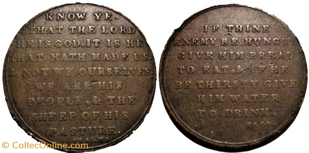 Religious Token - Psalm & Proverb, UK monnaies jetons mereaux religious token psalm proverb uk