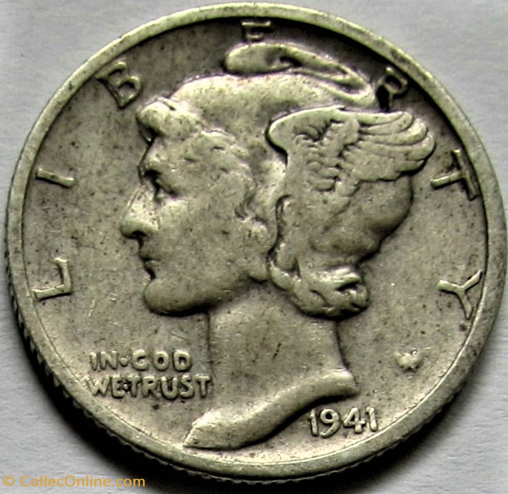1941 Denver Dime monnaies monde etats unis 1941 denver dime