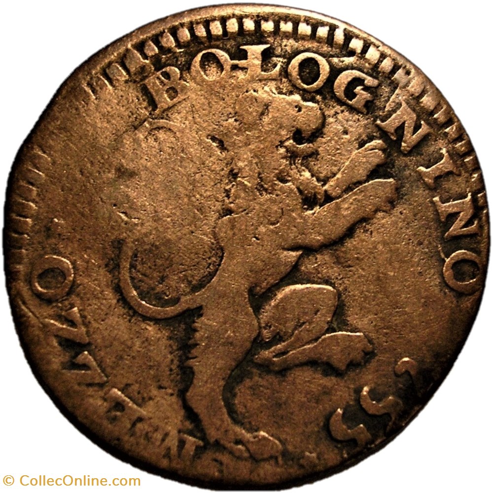 Benedict XIV, Pope - Mezzo Baiocco 1755 - Papal States 3 monnaies europe medievale etats pontificaux benedict xiv pope mezzo baiocco 1755 papal states