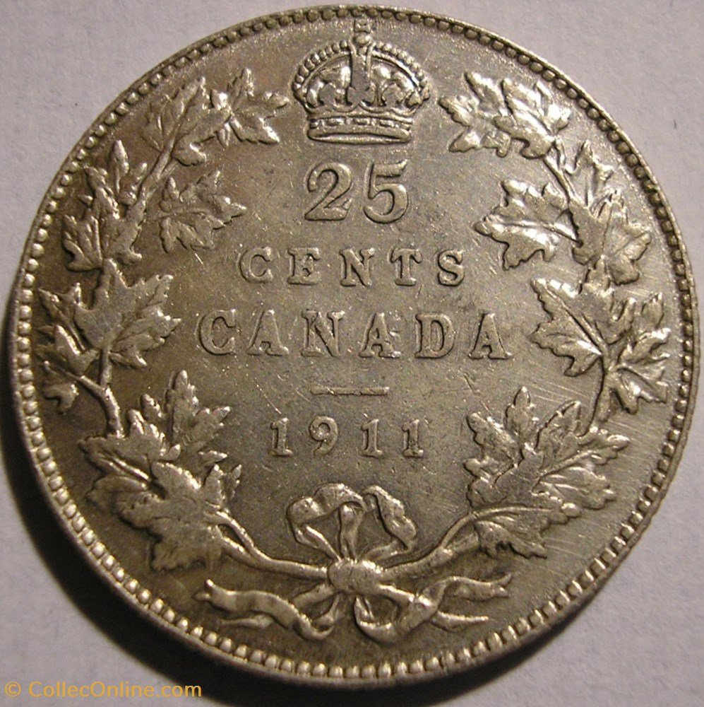 George V - 25 Cents 1911 monnaie monde canadum george v 25 cents 1911