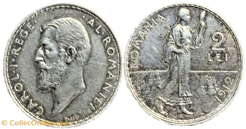 Carol I of Romania - 2 Lei 1912 monnaies monde roumanie carol i of romania 2 lei 1912
