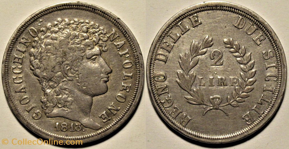 1813 Royaume de Naples, 2 Lire - Joachim Murat monnaies monde italie 1813 royaume de naples 2 lire joachim murat