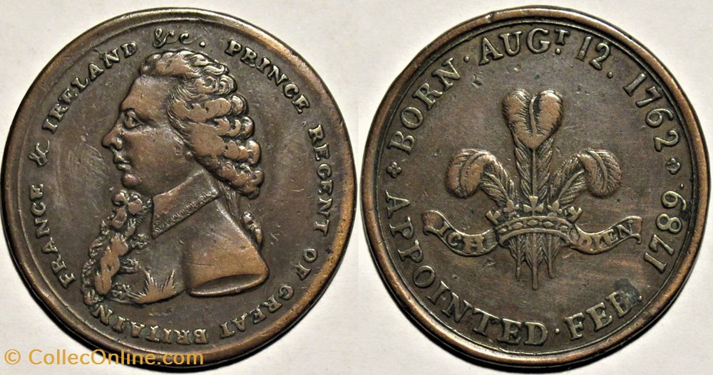 1789 - George, Prince Regent - Halfpenny Token, Great Britain monnaies paranumismatique jetons poids 1789 george prince regent halfpenny token great britain