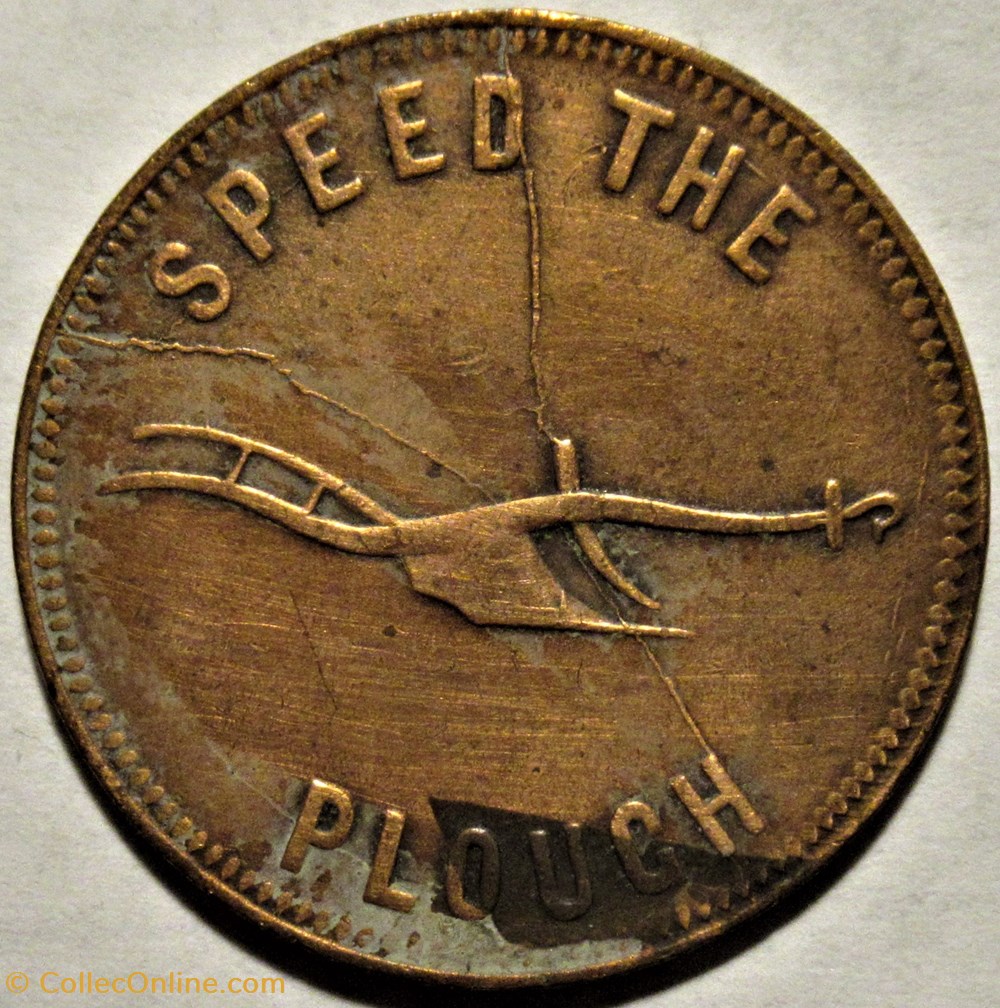 monnaies monde canada prince edward 1860 halfpenny token speed the plough die crack